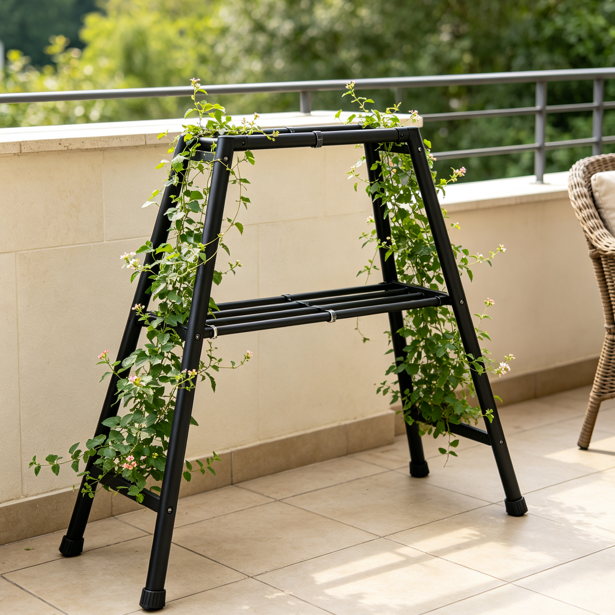 Iruneya Black A-Frame Metal Trellis, Foldable A-Shape Plant Support Trellis for Climbing Vines Flowers Patio Balcony Garden