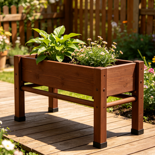 Iruneya Dark-Wood Raised Garden Bed with Legs, Elevated Wooden Planter Box for Vegetables Herbs Flowers Backyard Patio Gardening