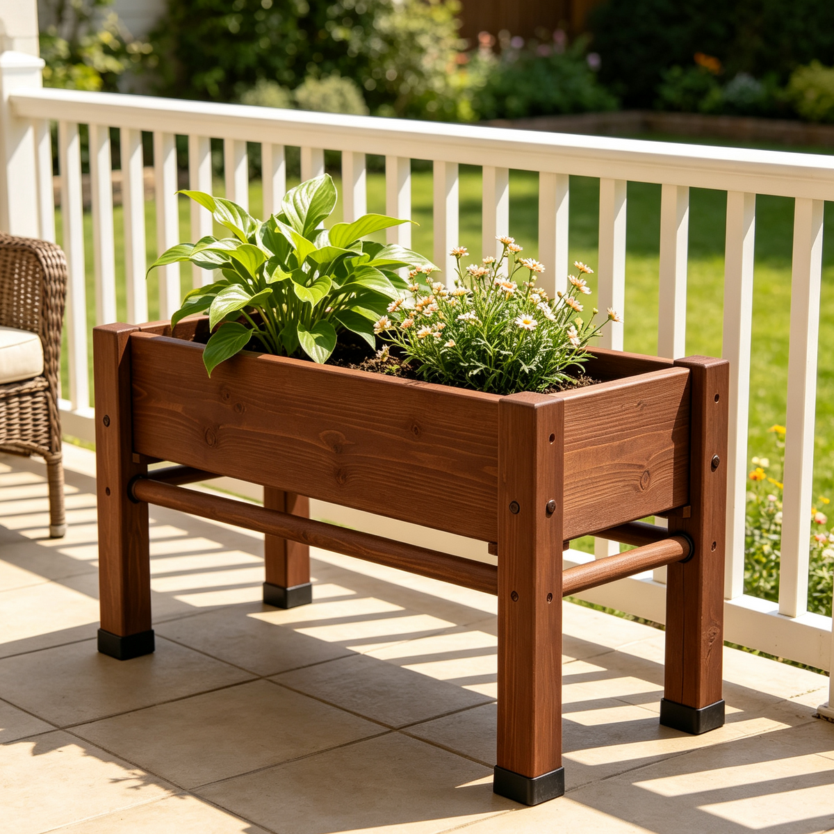 Iruneya Dark-Wood Raised Garden Bed with Legs, Elevated Wooden Planter Box for Vegetables Herbs Flowers Backyard Patio Gardening