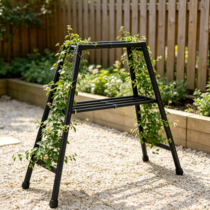 Iruneya Black A-Frame Metal Trellis, Foldable A-Shape Plant Support Trellis for Climbing Vines Flowers Patio Balcony Garden