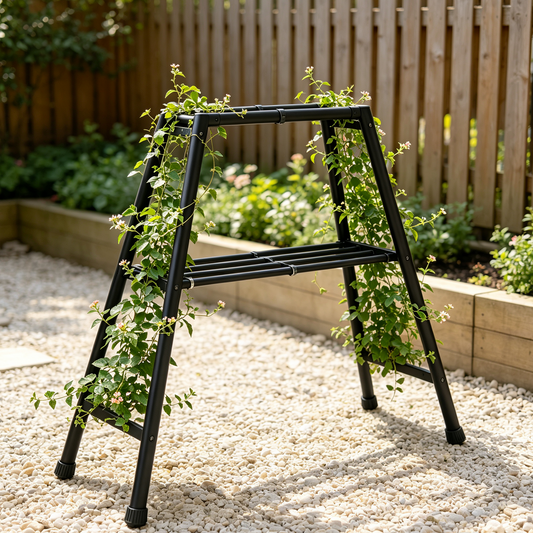 Iruneya Black A-Frame Metal Trellis, Foldable A-Shape Plant Support Trellis for Climbing Vines Flowers Patio Balcony Garden