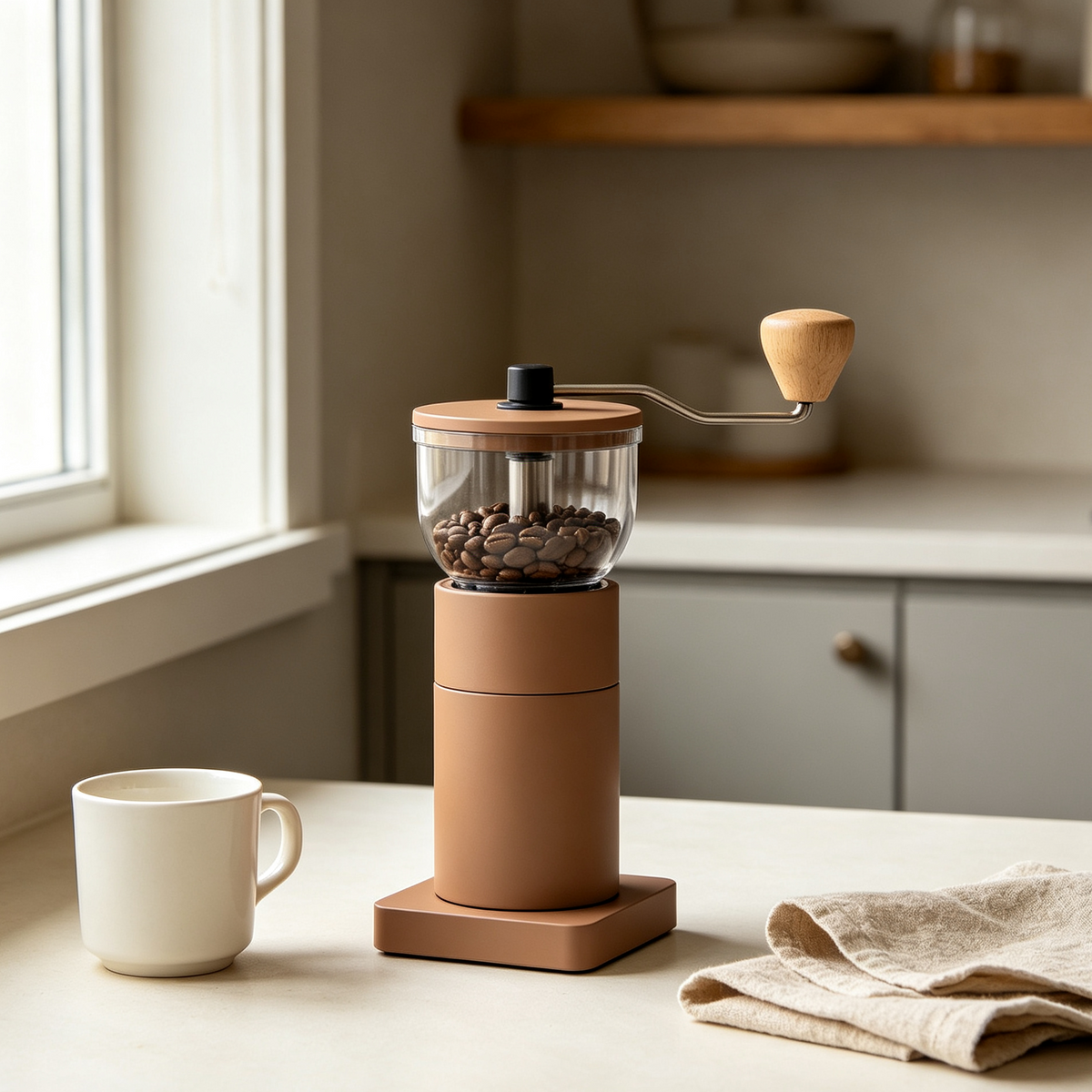 Iruneya Manual Coffee Grinder, Adjustable Coarseness Hand Crank Coffee Bean Grinder for Home Kitchen Coffee Corner